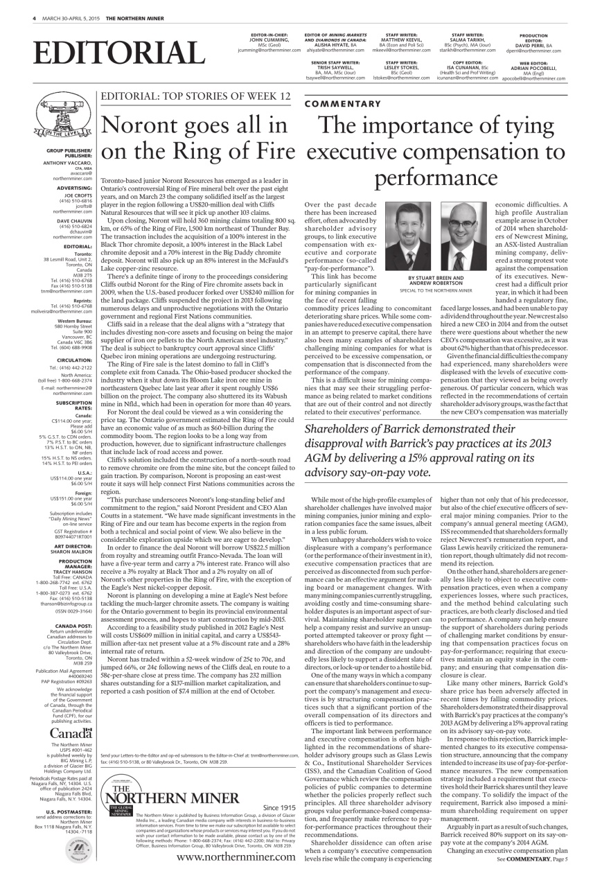 The Northern Miner Preview Pages