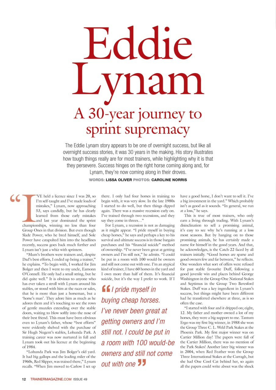 European Trainer Magazine - horse racing Preview Pages
