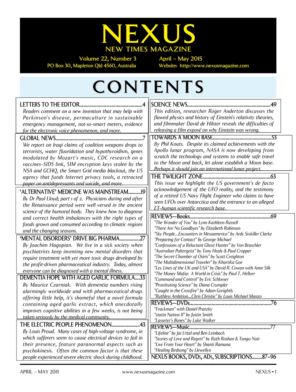 Nexus Magazine Preview Pages