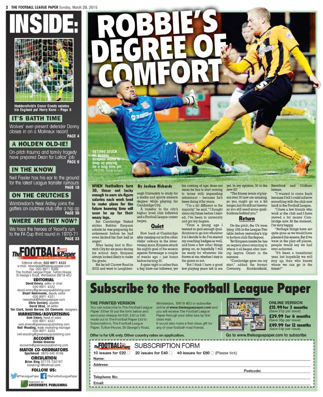 The Football League Paper Preview Pages