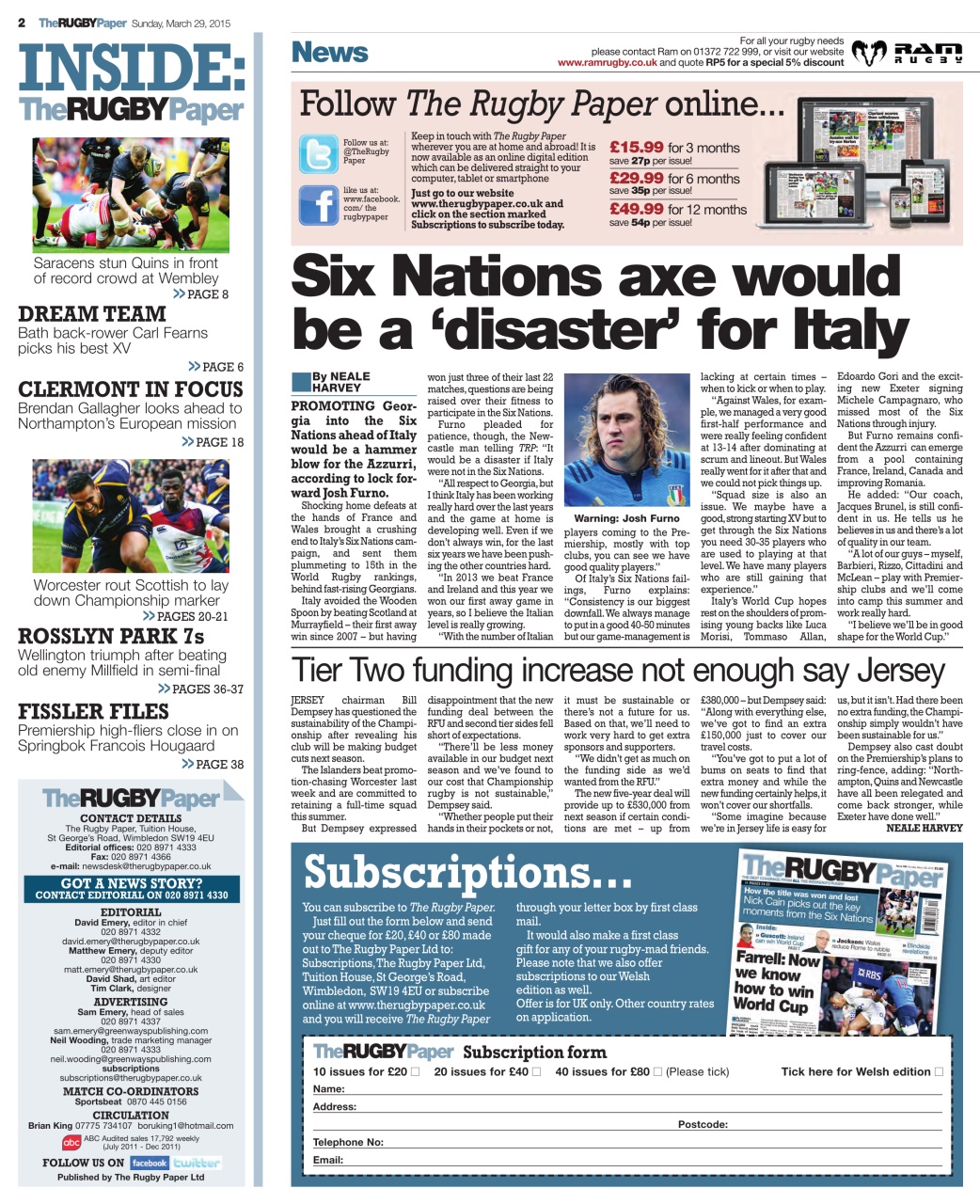 The Rugby Paper Preview Pages