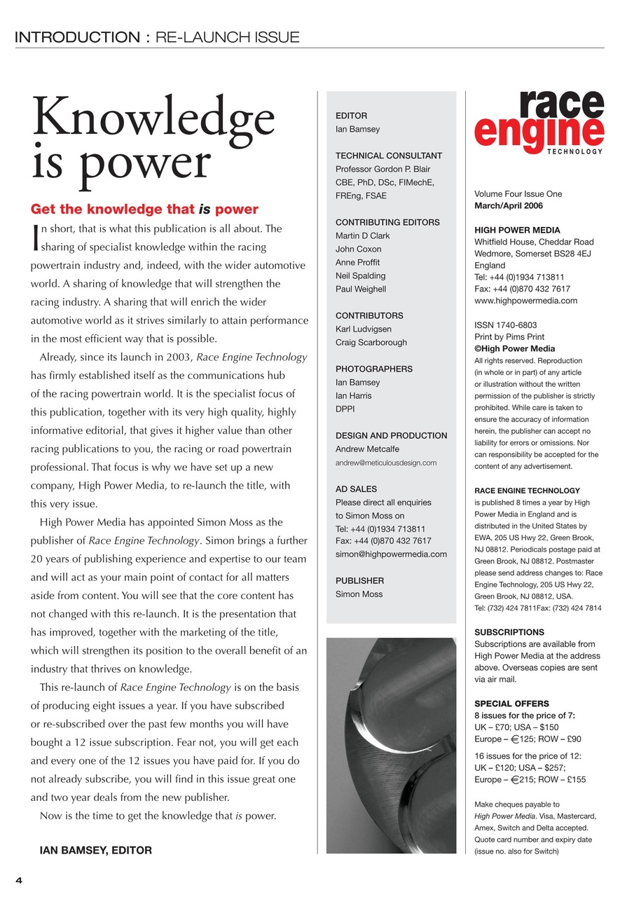 Race Engine Technology Preview Pages