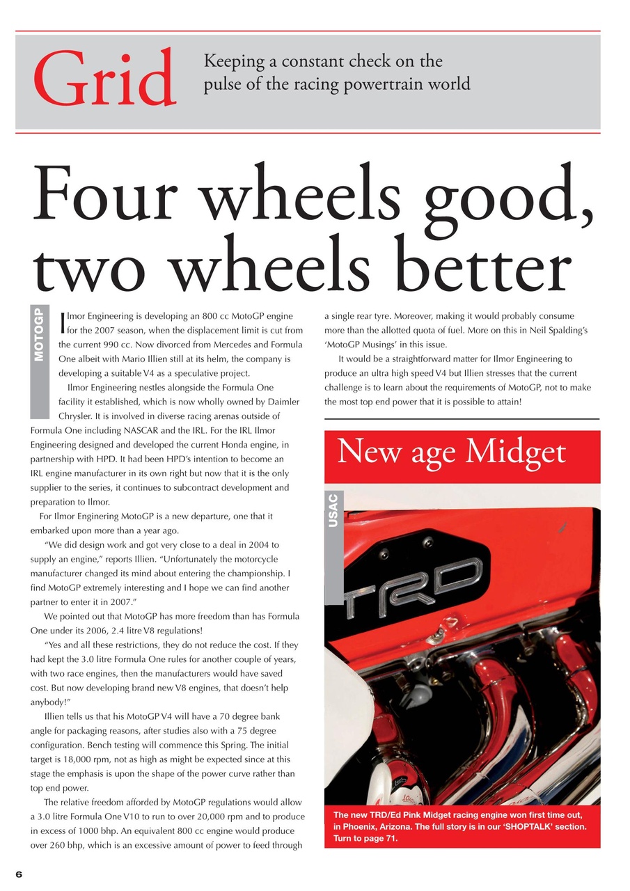 Race Engine Technology Preview Pages