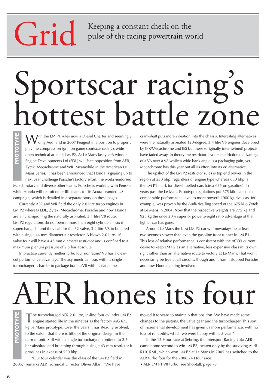 Race Engine Technology Preview Pages