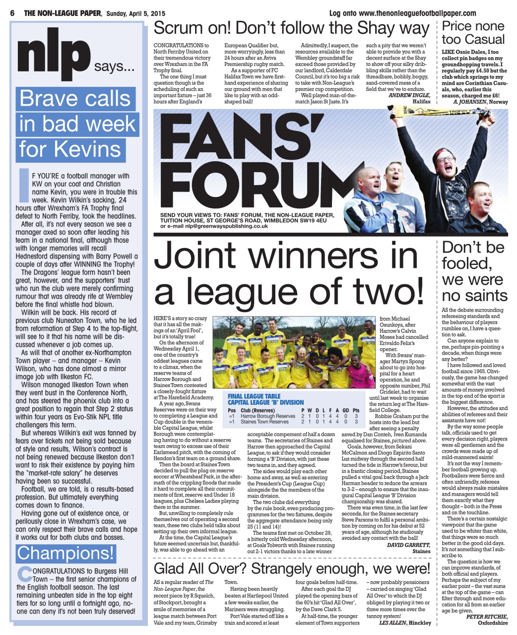 The Non-League Football Paper Preview Pages