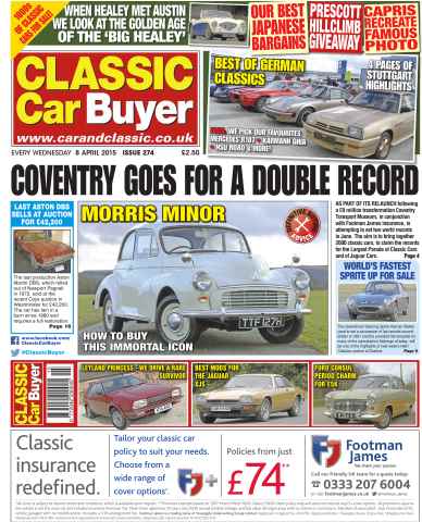 Classic Car Buyer issue No.273 Coventry Goes For A Double Record!