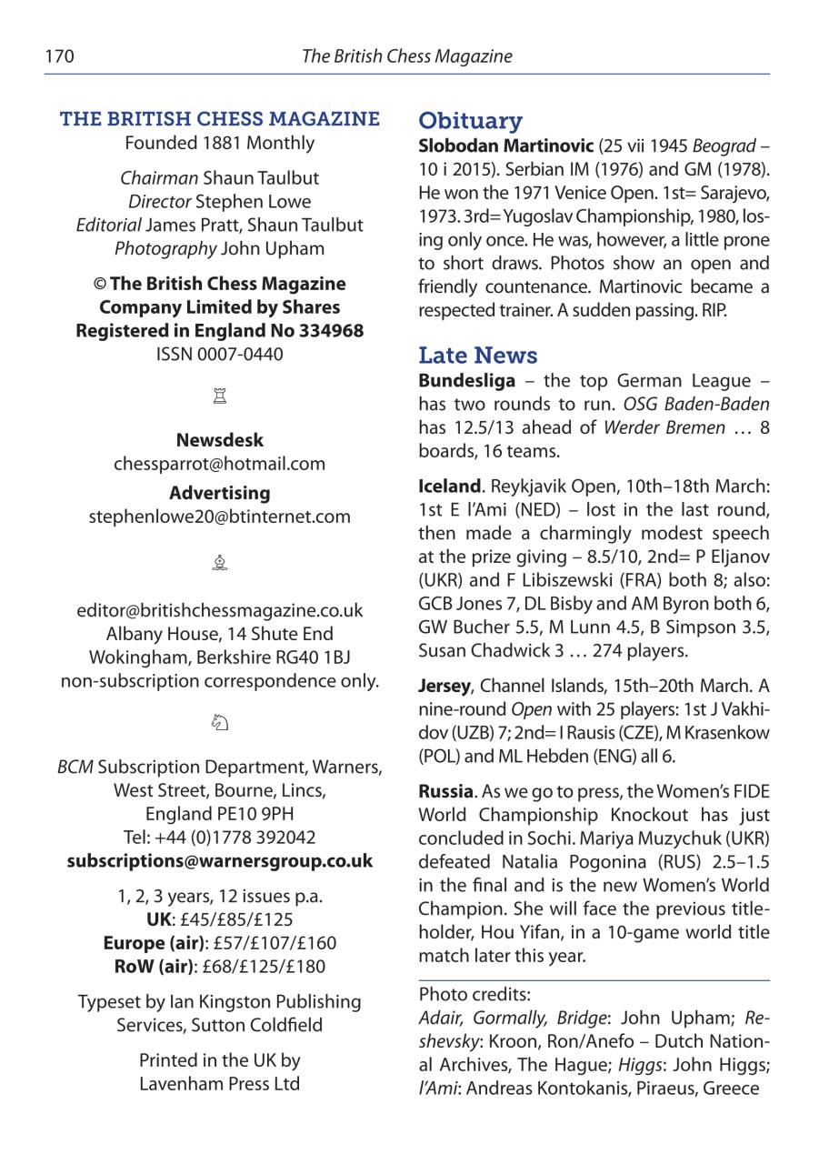British Chess Magazine Preview Pages