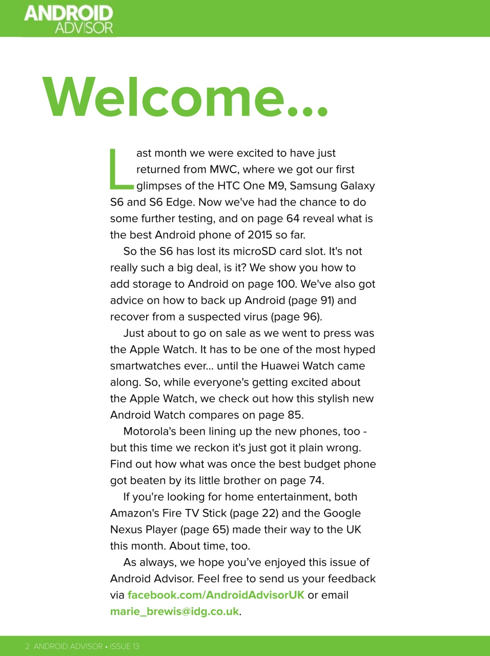 Android Advisor Preview Pages
