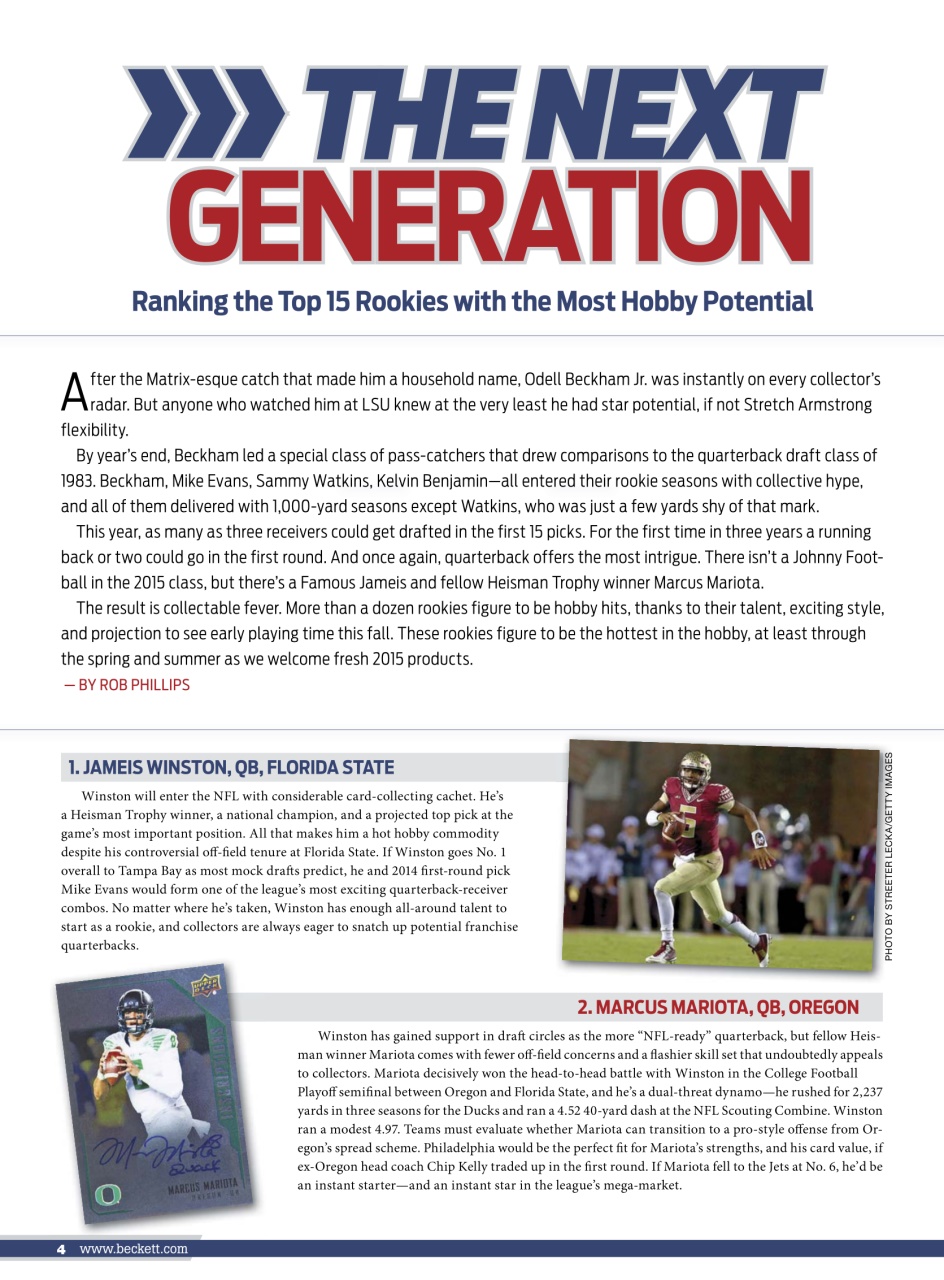Beckett Football Magazine Preview Pages
