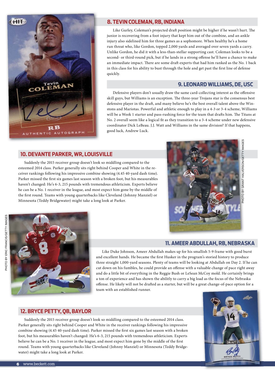 Beckett Football Magazine Preview Pages