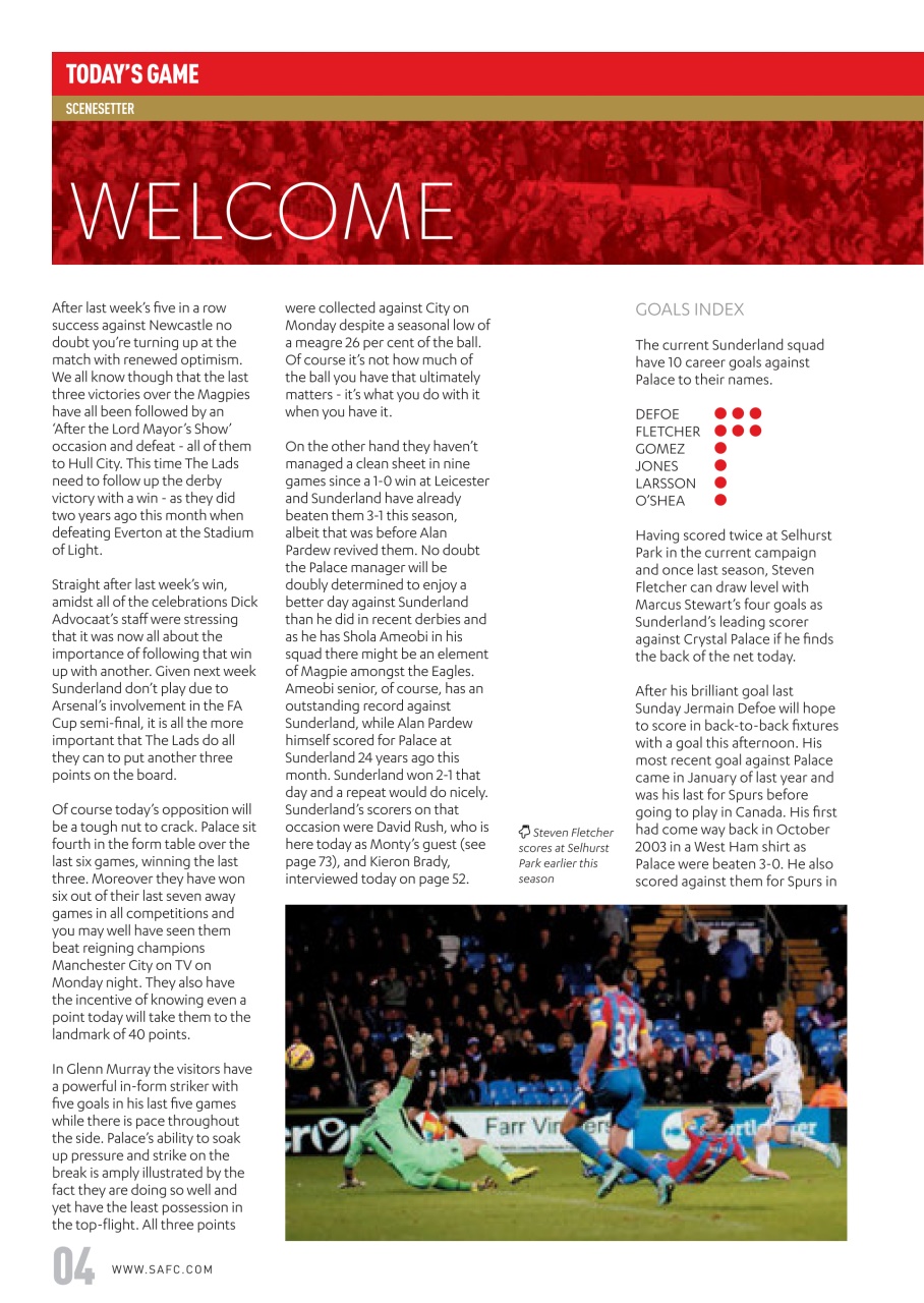 Sunderland FC Preview Pages