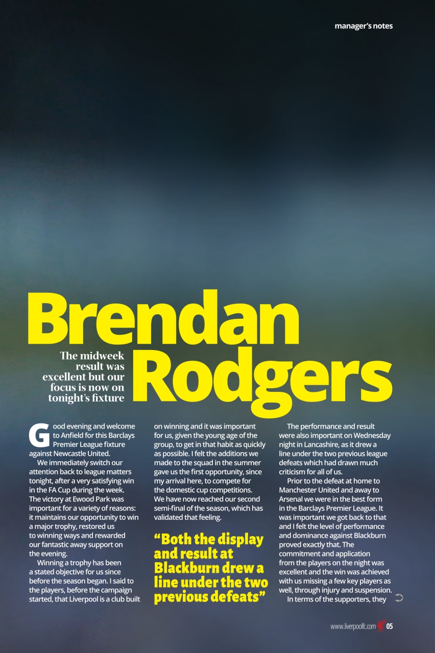 Liverpool FC Programmes Preview Pages