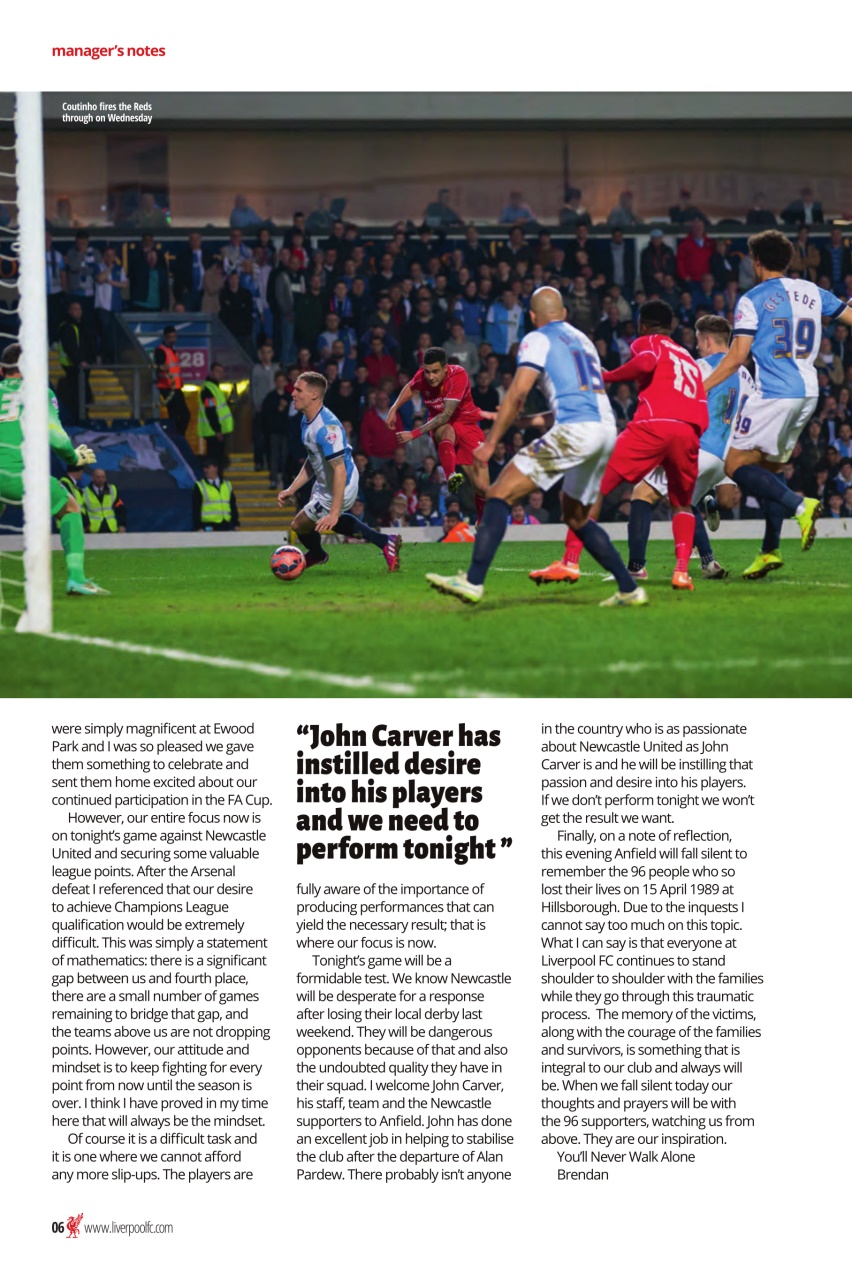 Liverpool FC Programmes Preview Pages