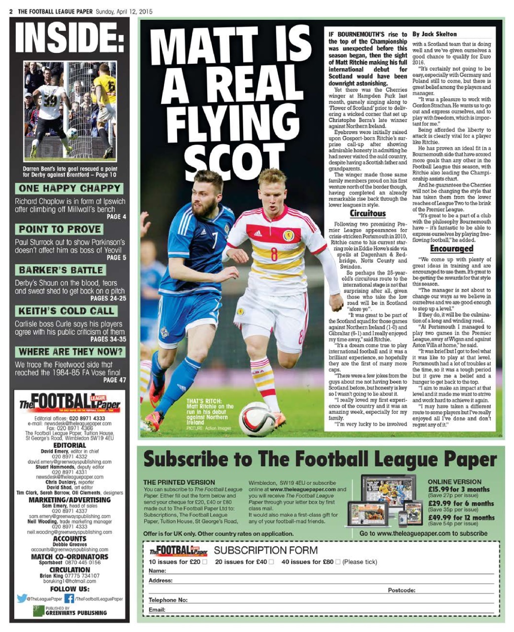 The Football League Paper Preview Pages
