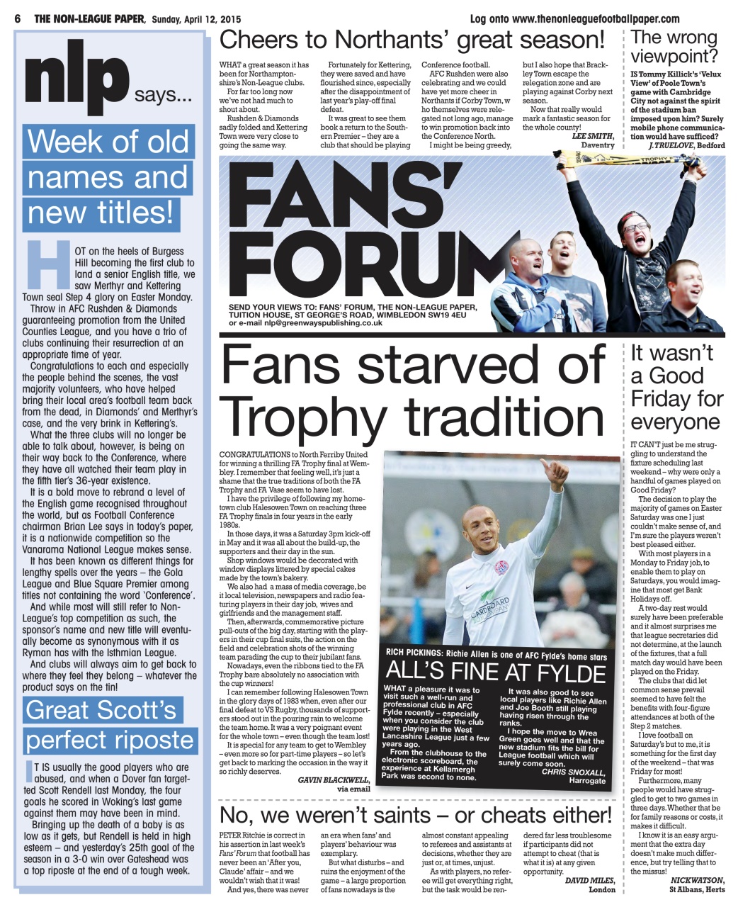 The Non-League Football Paper Preview Pages