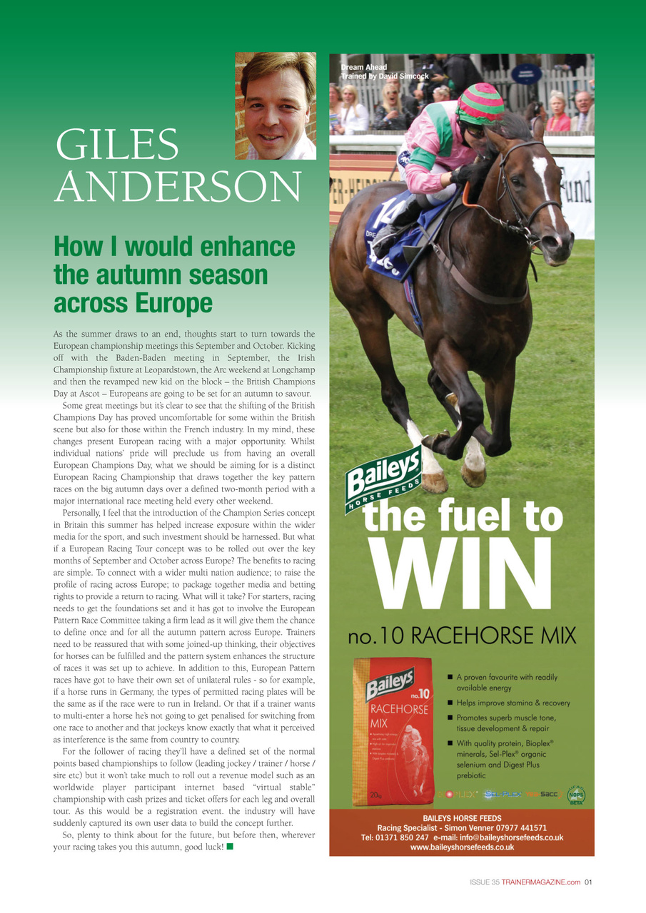 European Trainer Magazine - horse racing Preview Pages