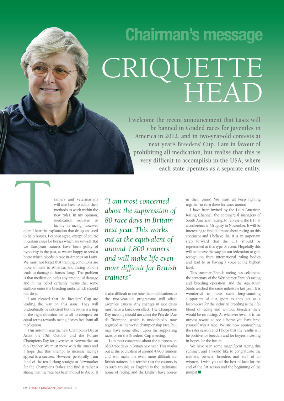 European Trainer Magazine - horse racing Preview Pages