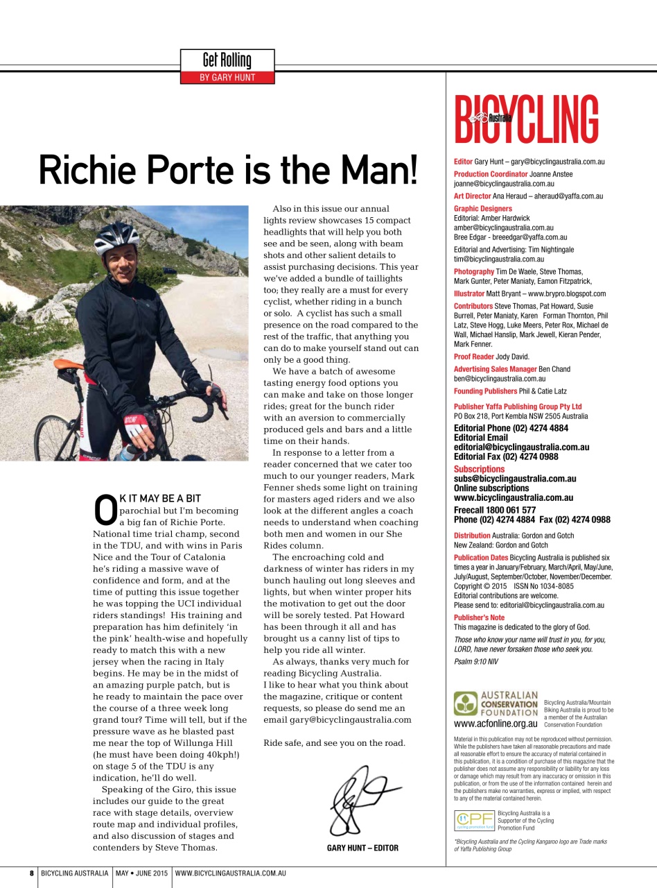 Bicycling Australia Preview Pages