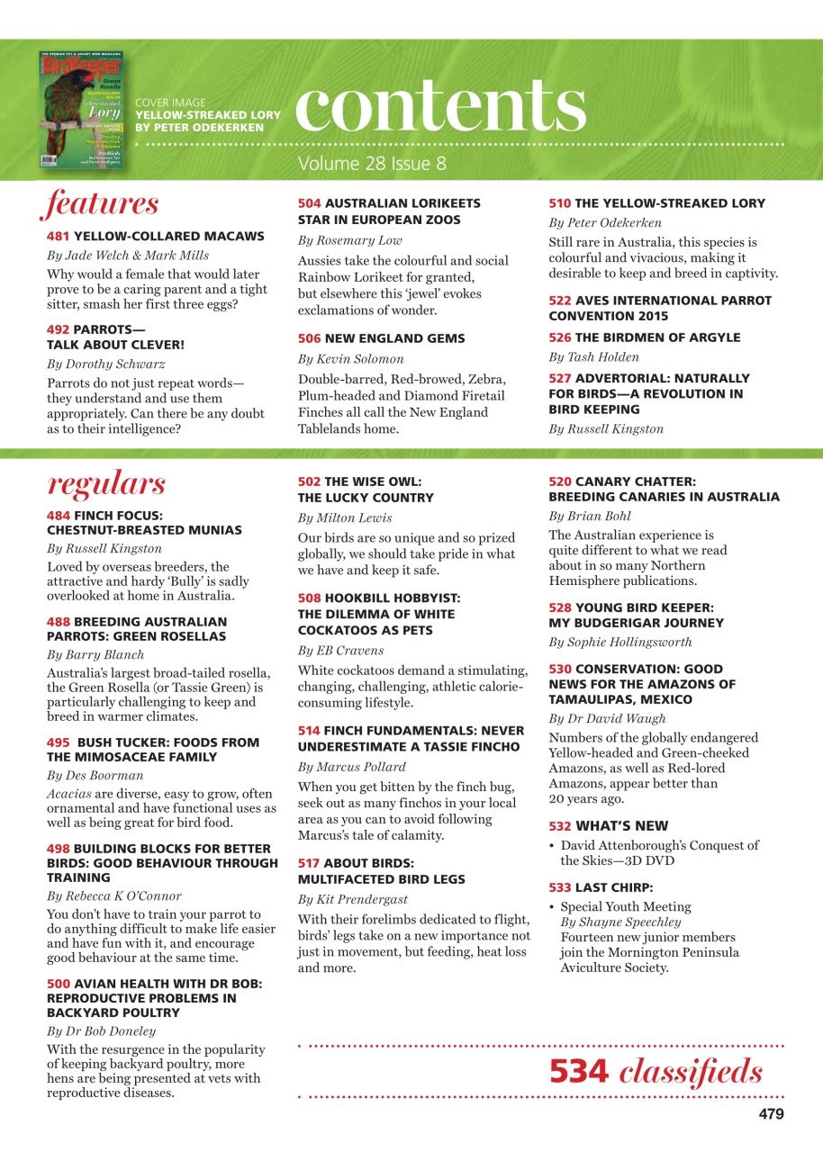 Australian Birdkeeper Magazine Preview Pages