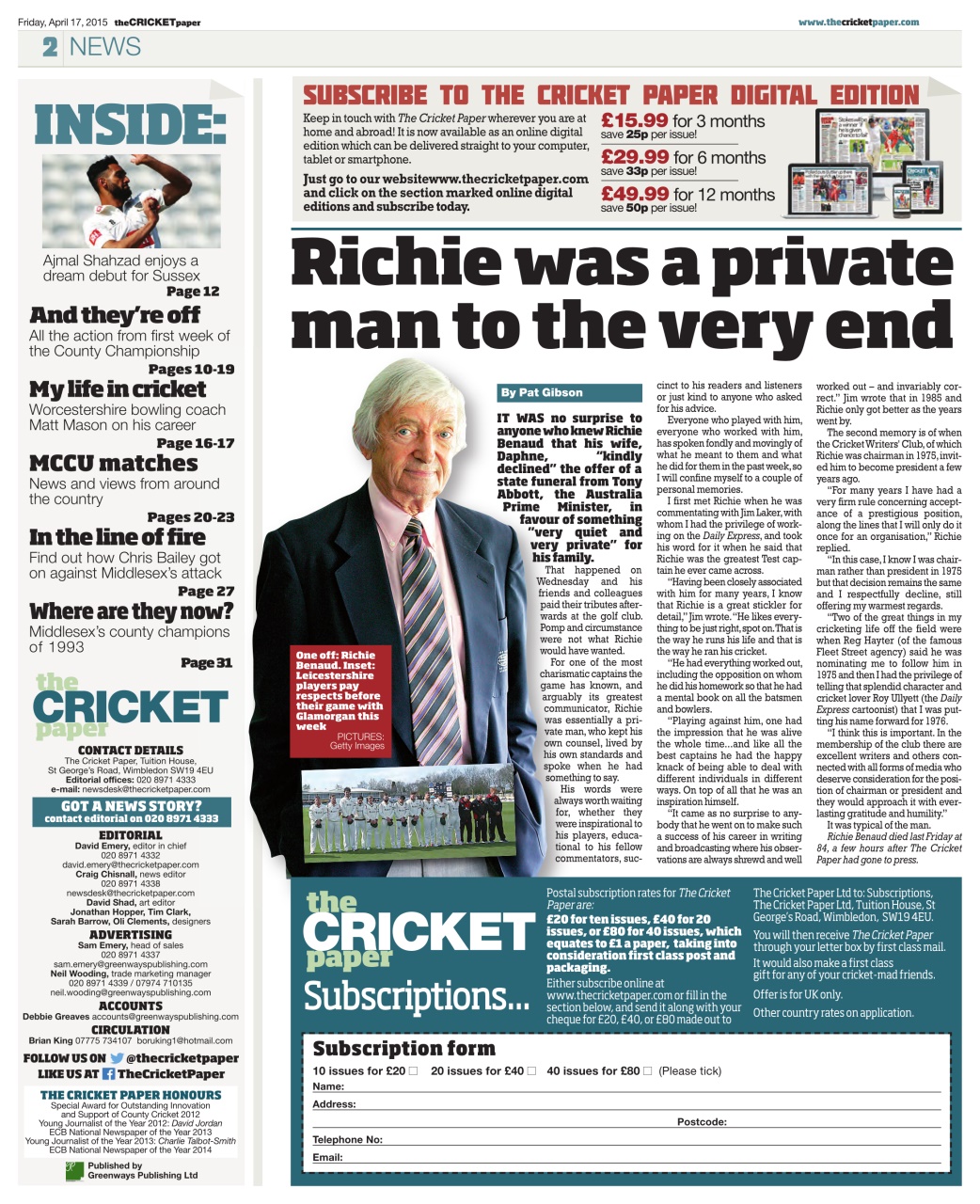 The Cricket Paper Preview Pages