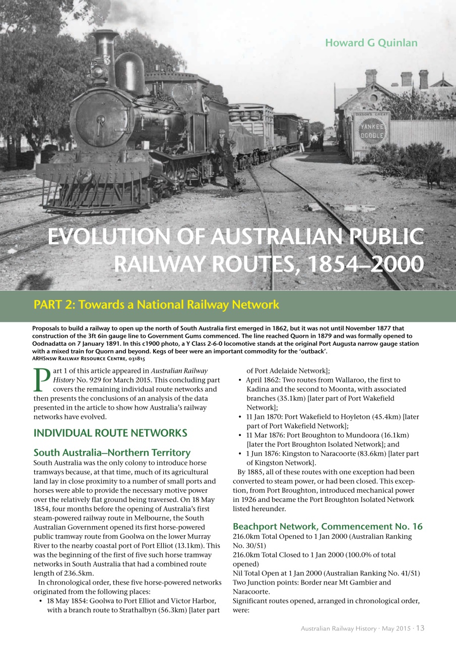 Australian Railway History Preview Pages