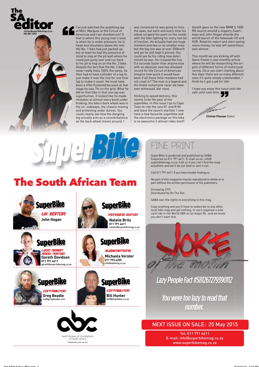 SuperBike South Africa Preview Pages