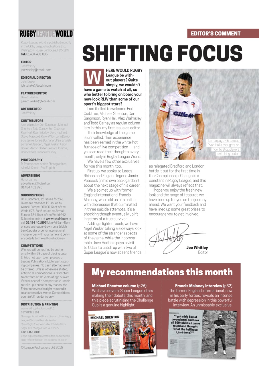 Rugby League World Preview Pages