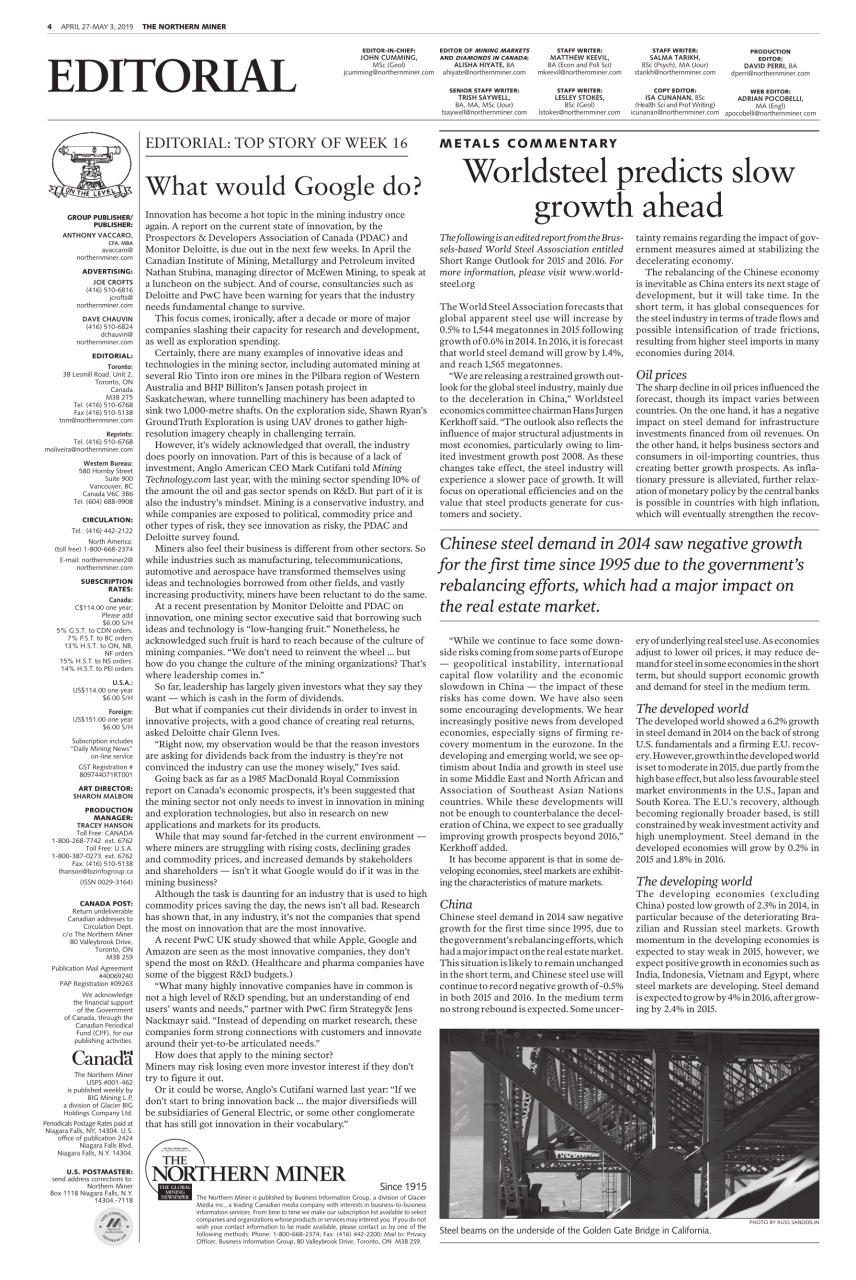 The Northern Miner Preview Pages