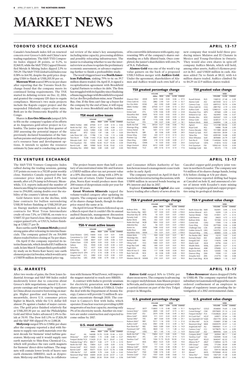 The Northern Miner Preview Pages