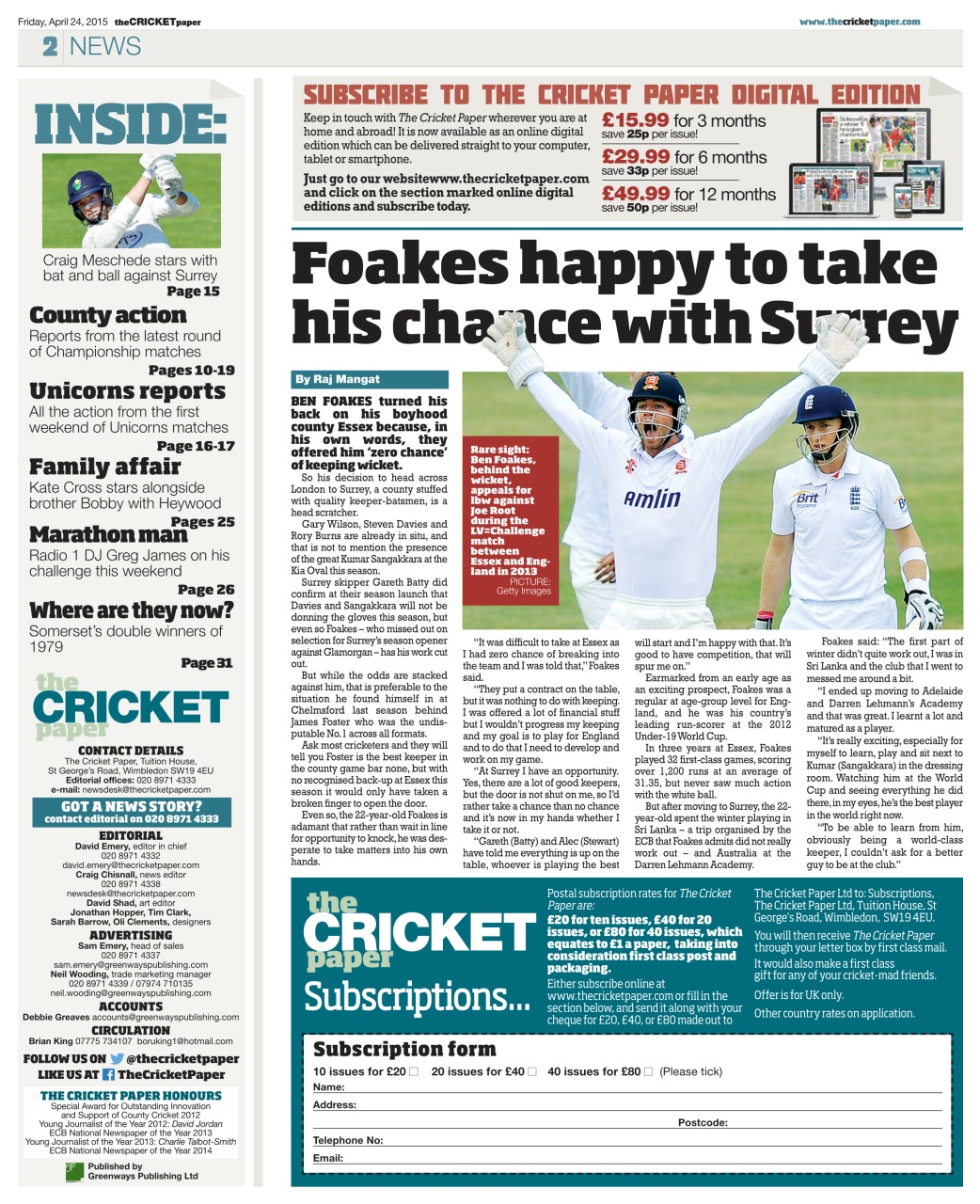 The Cricket Paper Preview Pages