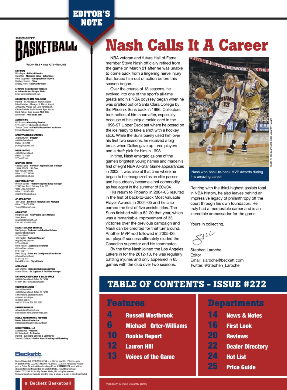Beckett Basketball Magazine Preview Pages