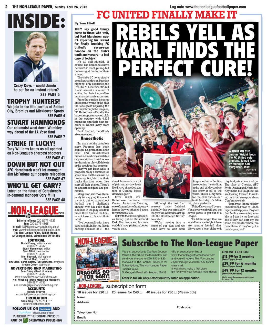 The Non-League Football Paper Preview Pages