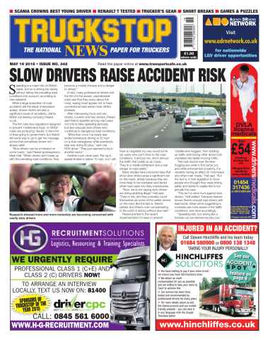 Truckstop News issue No.342 Slow Drivers Raise Accident Risk!