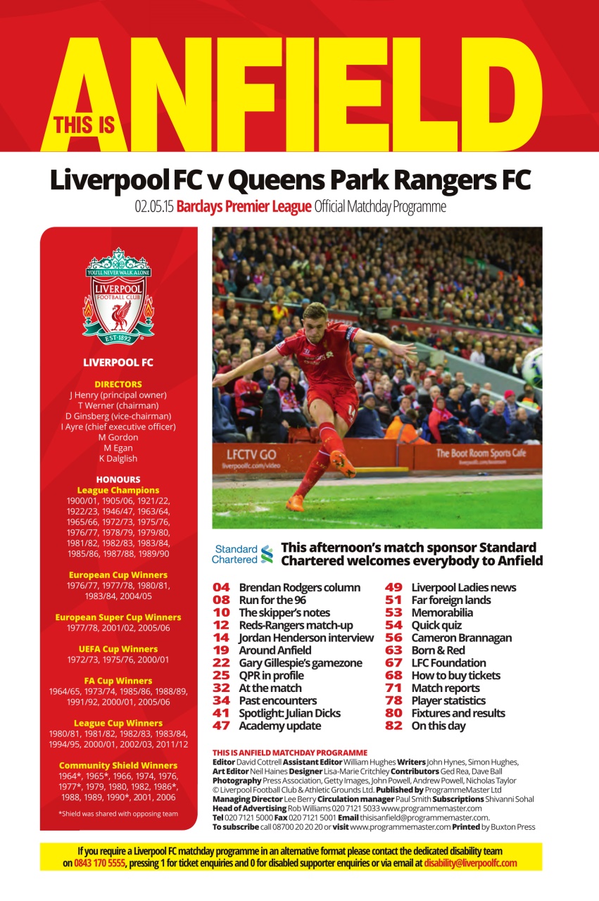 Liverpool FC Programmes Preview Pages