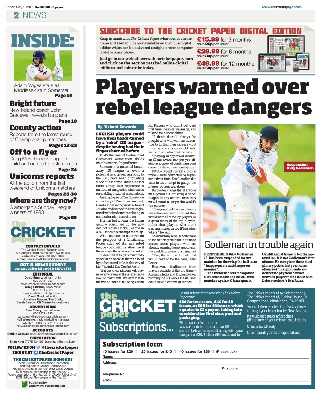 The Cricket Paper Preview Pages