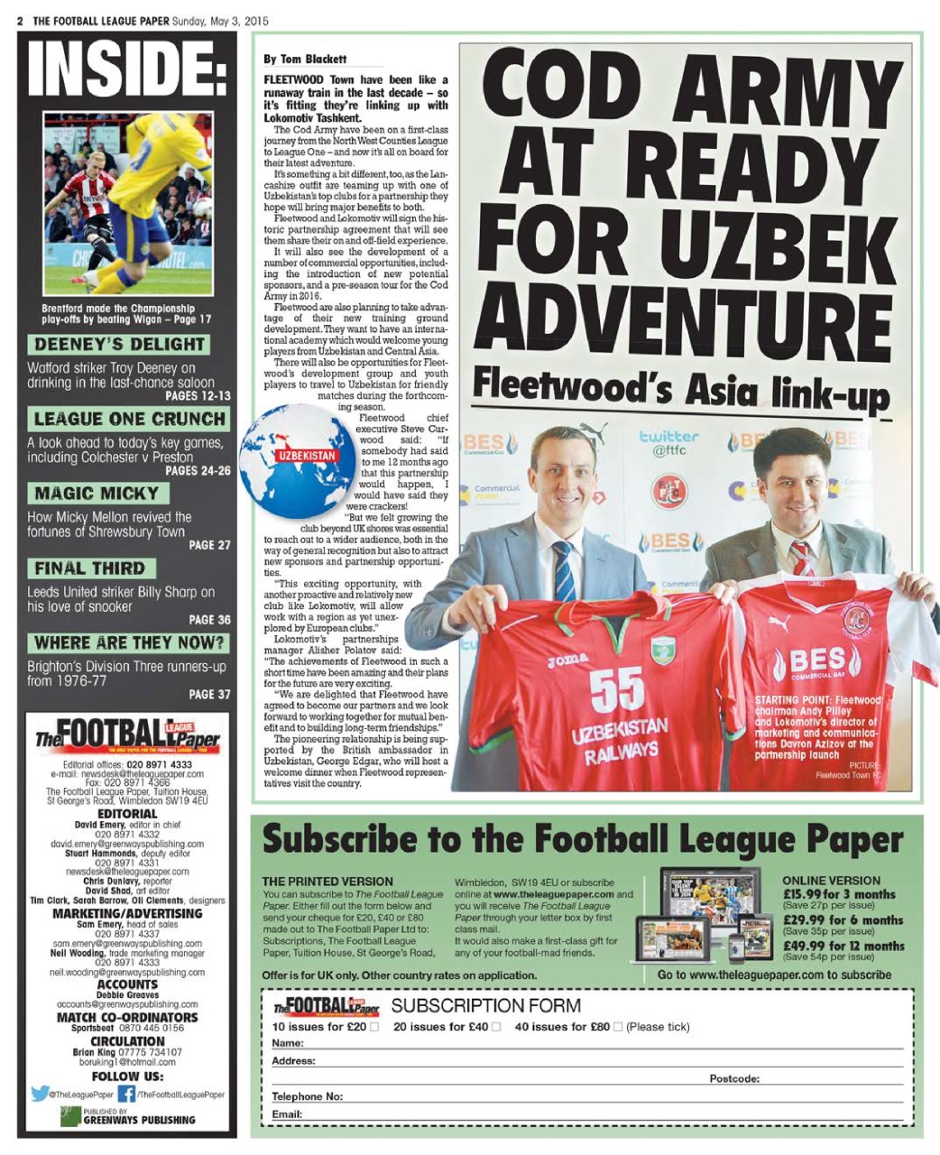 The Football League Paper Preview Pages