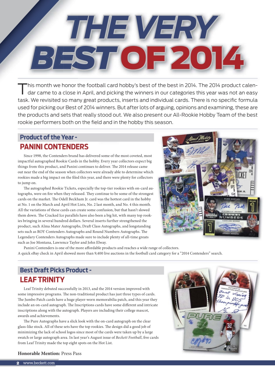Beckett Football Magazine Preview Pages
