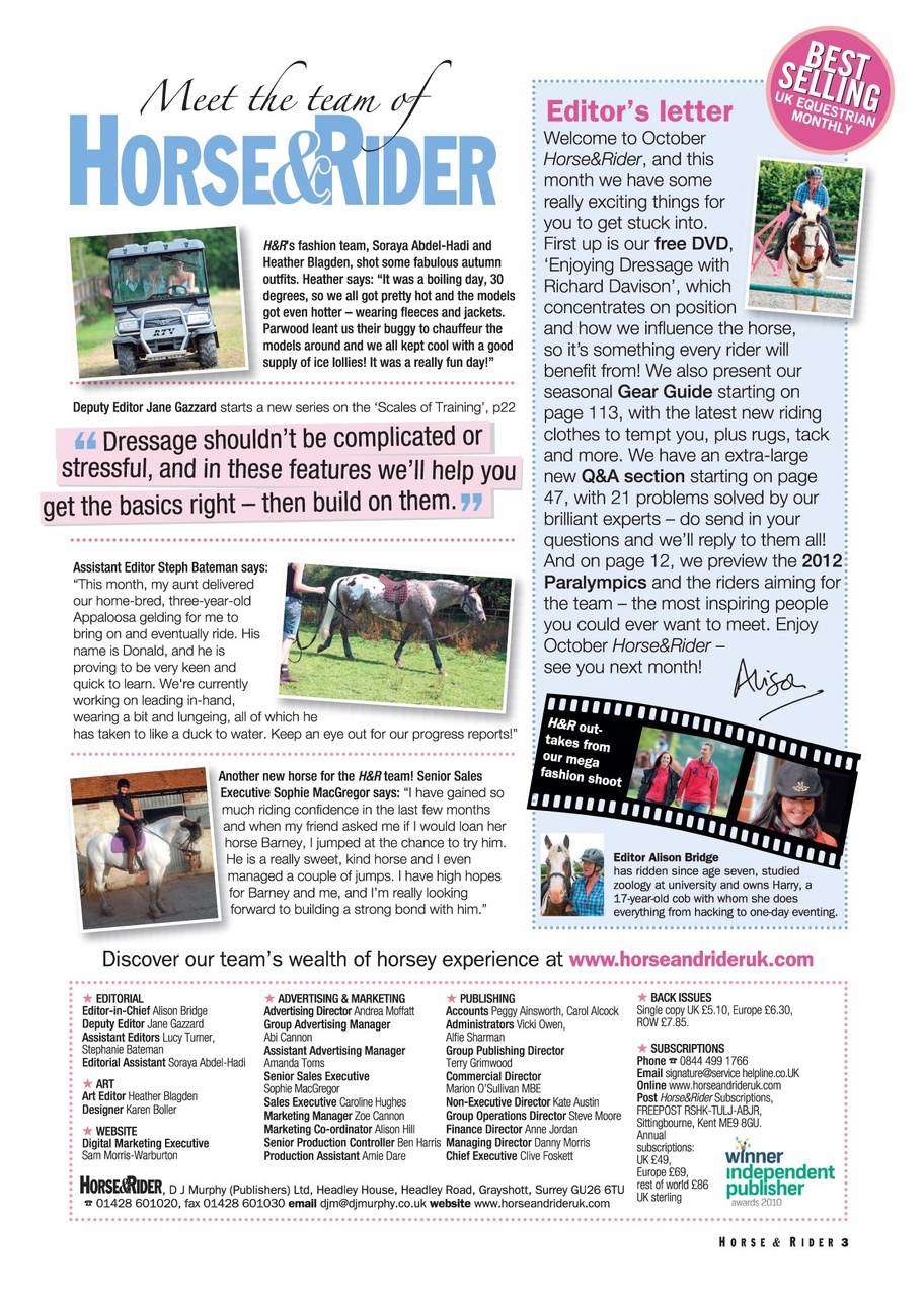 Horse&Rider Magazine - UK equestrian magazine for Horse and Rider Preview Pages