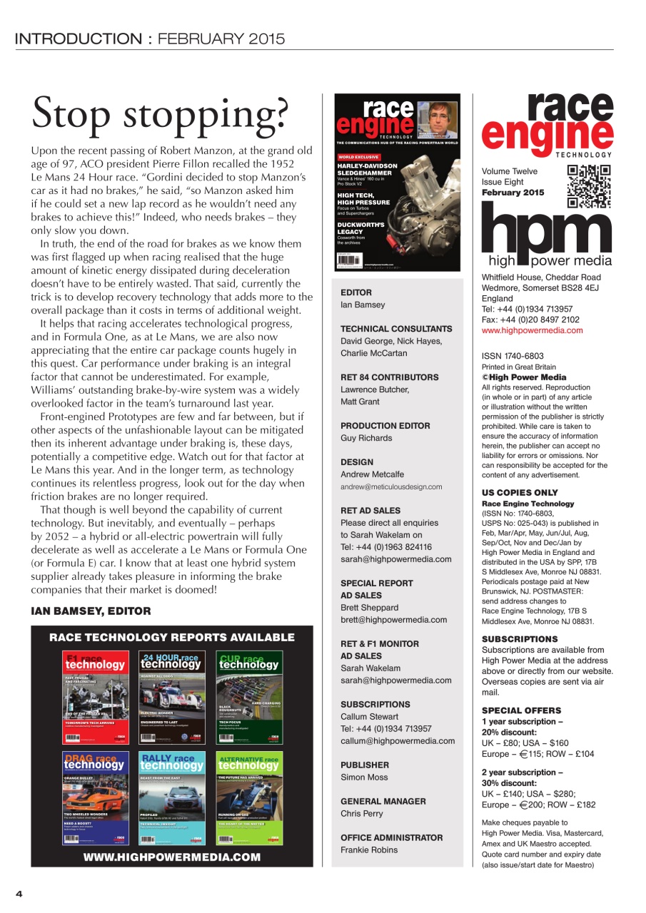 Race Engine Technology Preview Pages