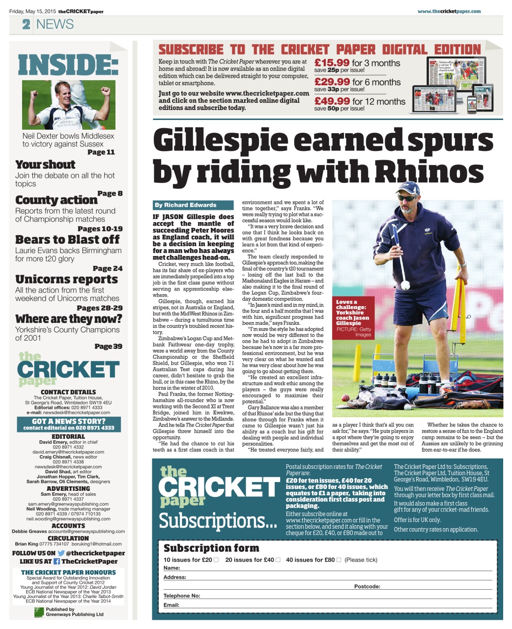 The Cricket Paper Preview Pages