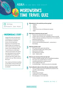 Wordworms Time Travel Quiz 
                issue Wordworms Time Travel Quiz