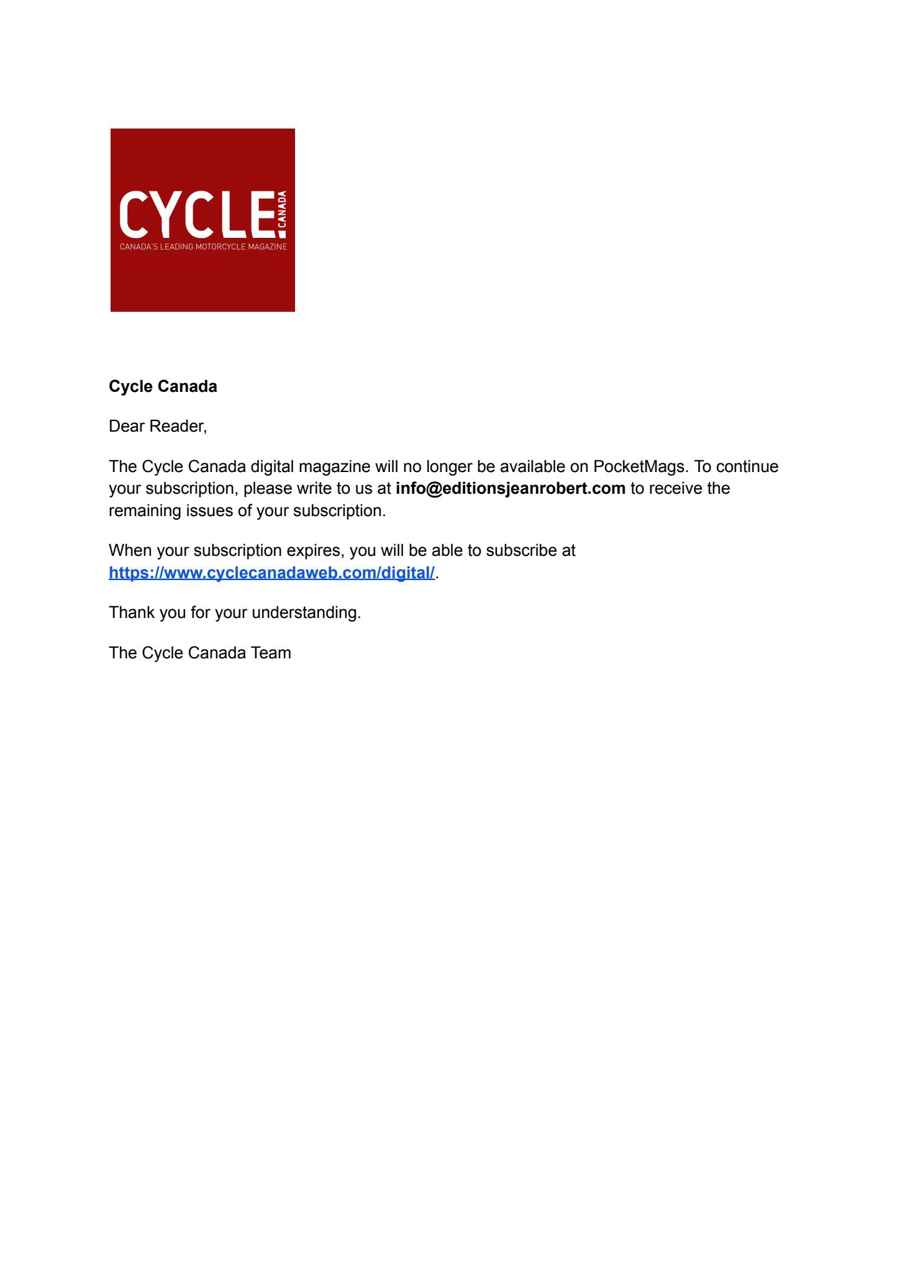 Cycle Canada issue Important Notice