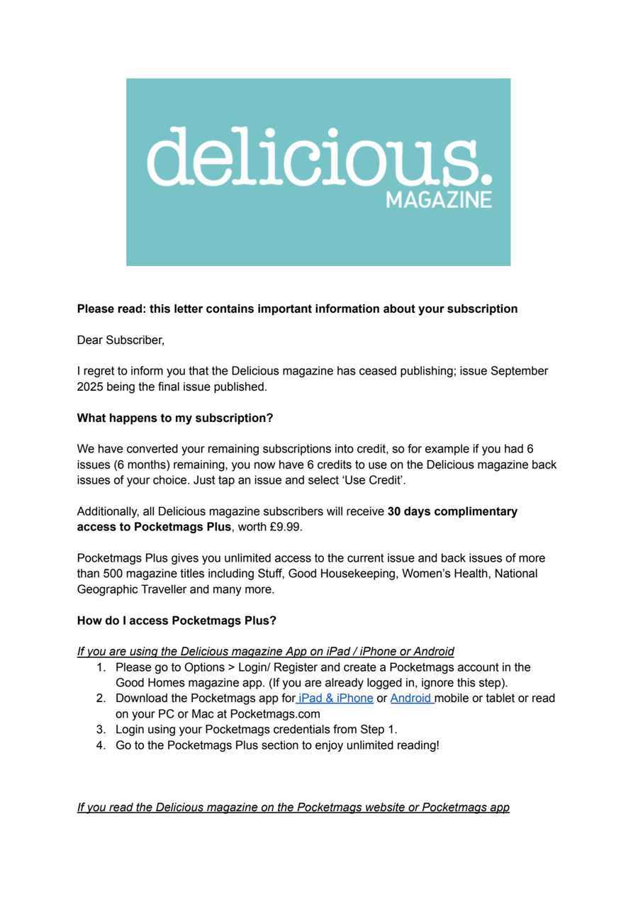 delicious. Magazine issue Important Notice