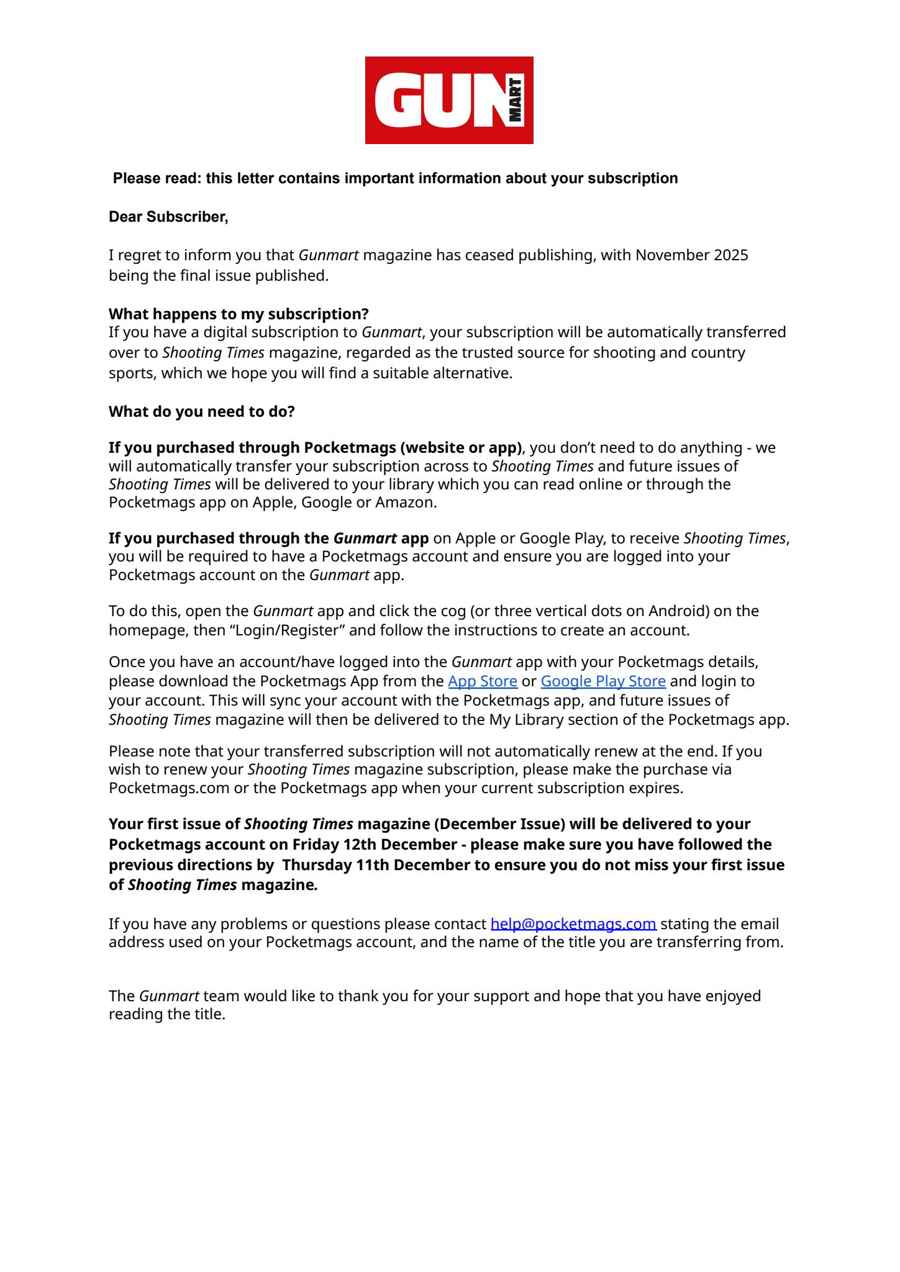 Gunmart issue Important Notice