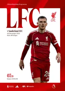 Liverpool FC Programmes issue vs Sunderland 25/26