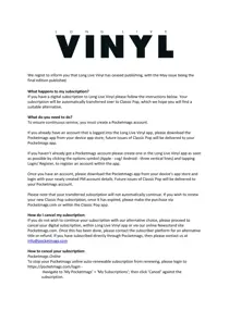 Long Live Vinyl Important Information