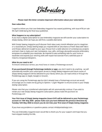 Love Embroidery issue Important Notice