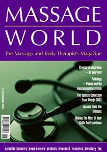 Massage World Nov 2003 
                issue Massage World Nov 2003