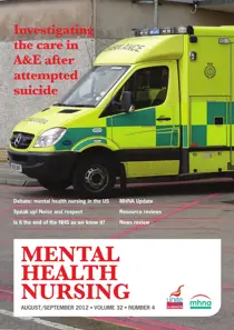 Mental Health Nursing AugustSeptember 2012 
                issue Mental Health Nursing AugustSeptember 2012