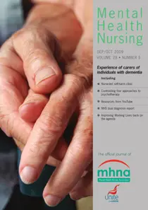 Mental Health Nursing SeptemberOctober 2009 
                issue Mental Health Nursing SeptemberOctober 2009
